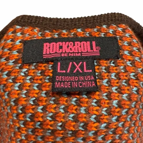 Rock & Roll Denim: Southwestern Knit Poncho Cardigan – Large/XL - Picture 6 of 9